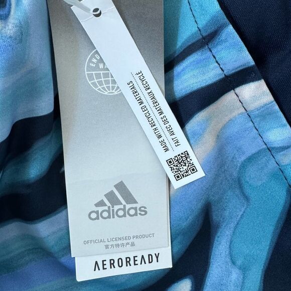 NWT NEW ADIDAS Aeroready Navy Blue Aqua Hyper Ready Athletic Shorts XL 18 20 - Picture 5 of 6